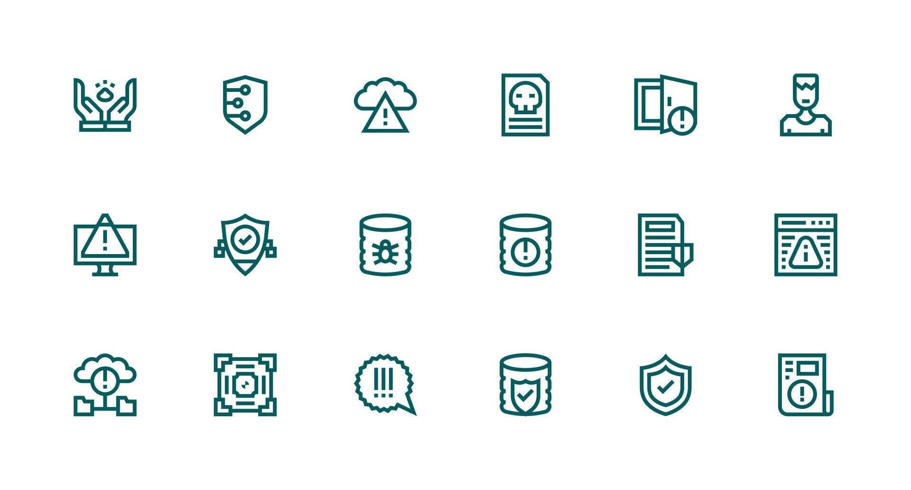 18 Strong Stroke Line Vectors for Data Integrity Theme Display Icon Pack