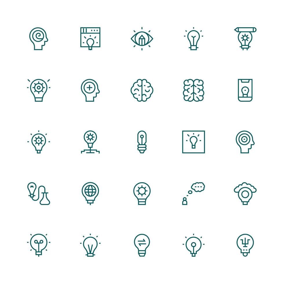 25 Icons for Creativity in Medium Stroke Outline Format Multi-Purpose Icon Pack for Templates vector