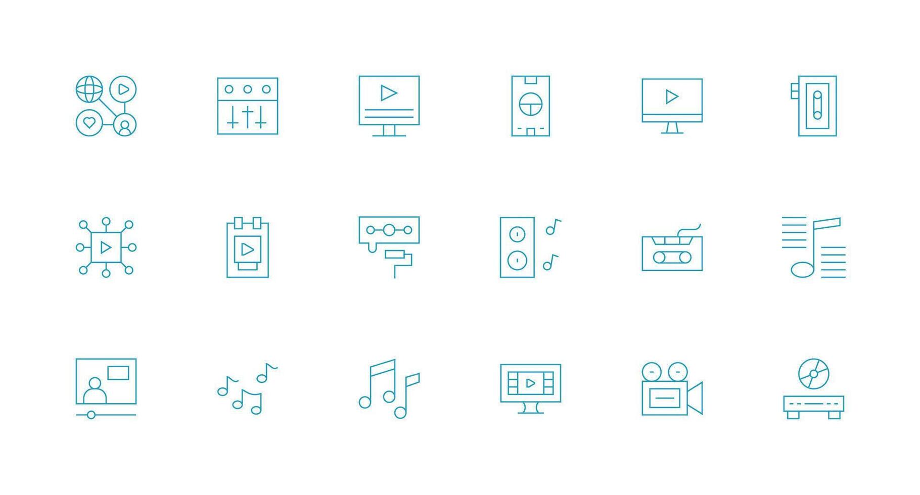 Playback featuring 18 Icons in Minimal Line Design Complete Icon Bundle for Web Design vector