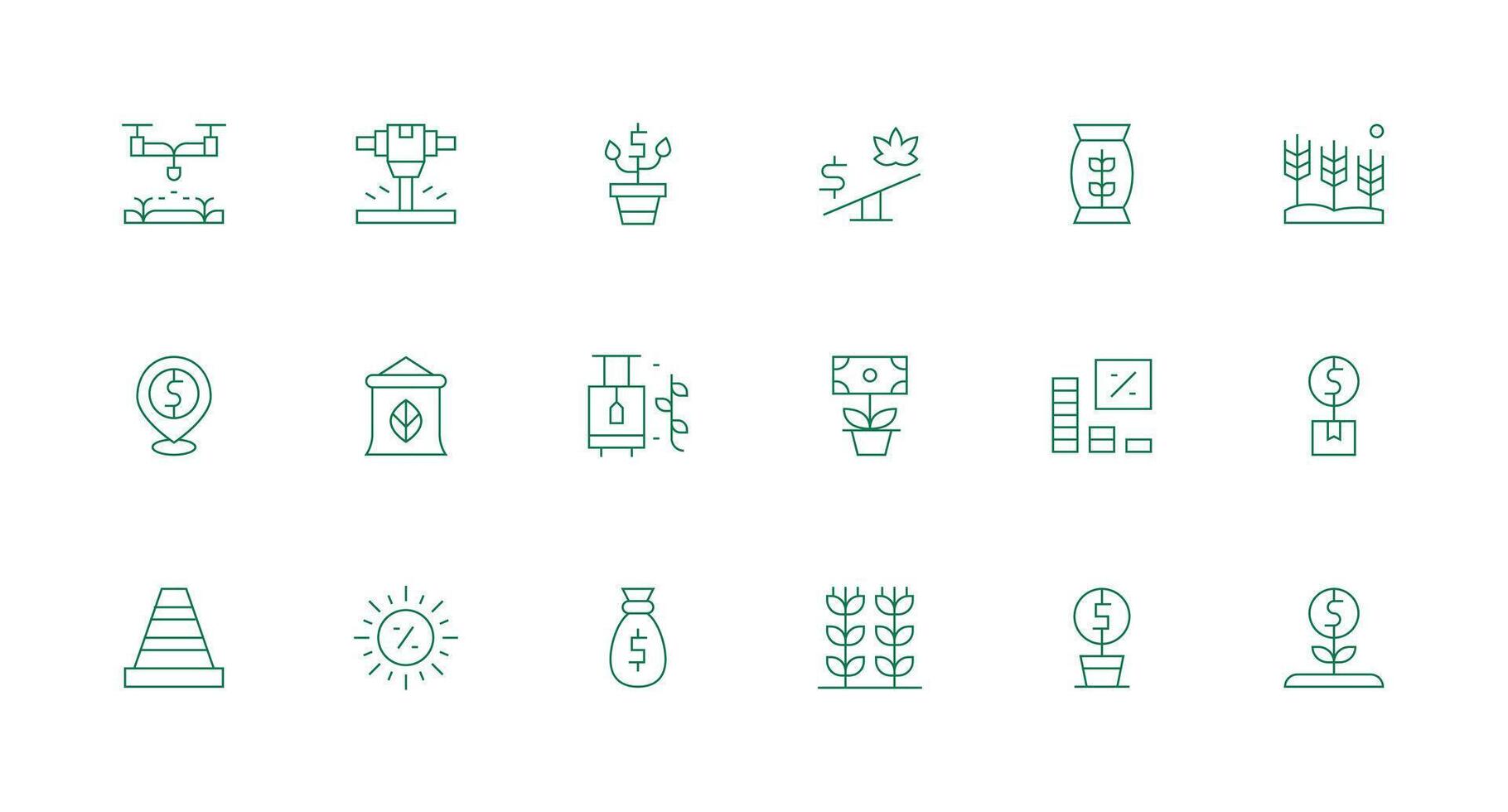 Yield Set with 18 Minimal Line Icons High-Resolution Icons for Any Platform vector