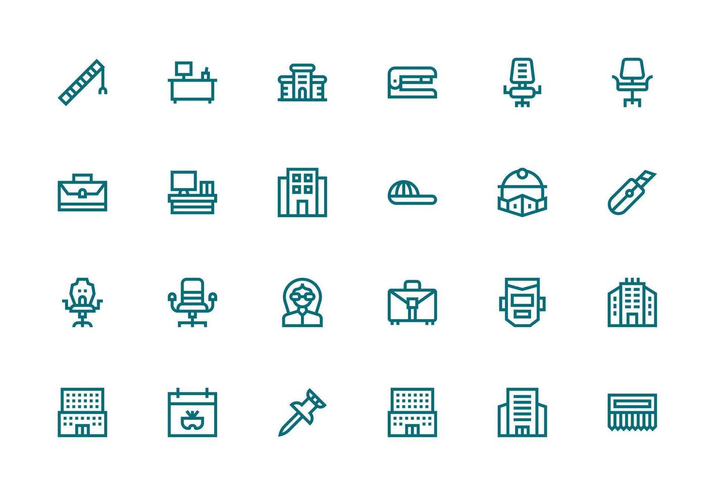 24 Icons for Workplace in Thick Line Line Format User Interface Icons for Digital Products vector