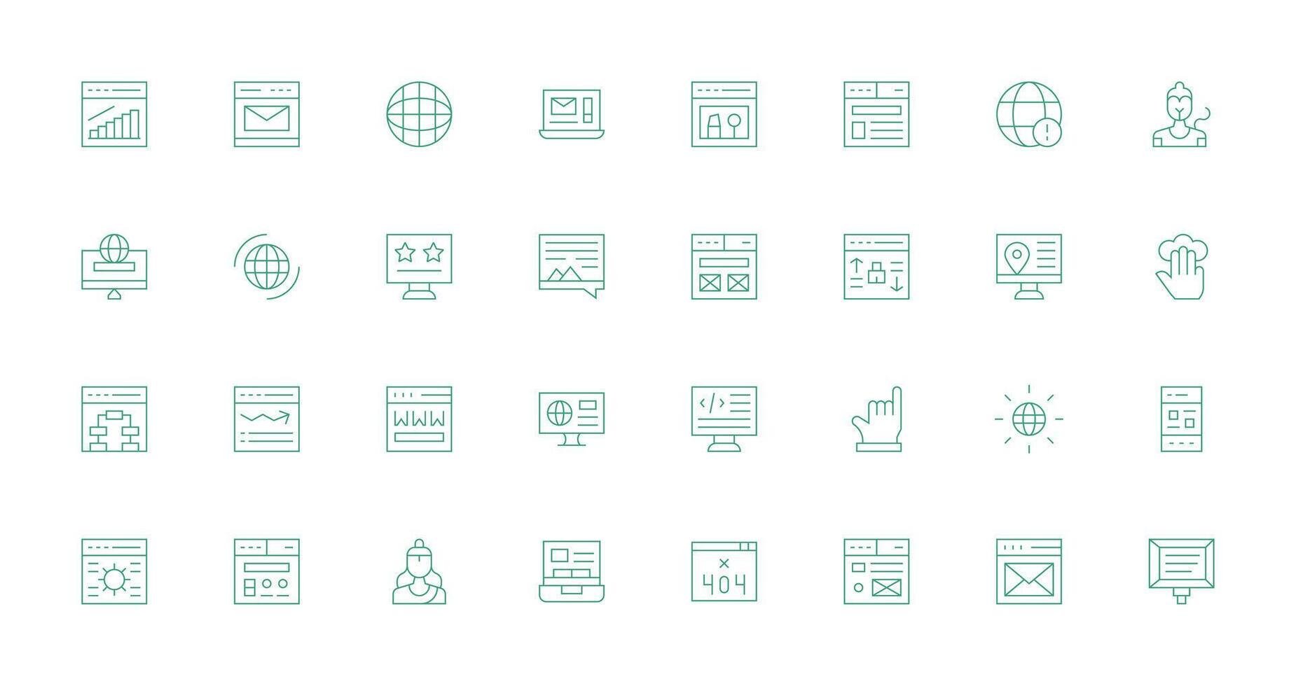 Website Design Icons featuring 32 in Thin Line Style Pixel Perfect Icon Set vector