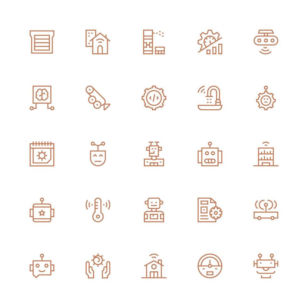 25 Medium Stroke Outline Icons for Automation Graphics Icon Set for Projects vector