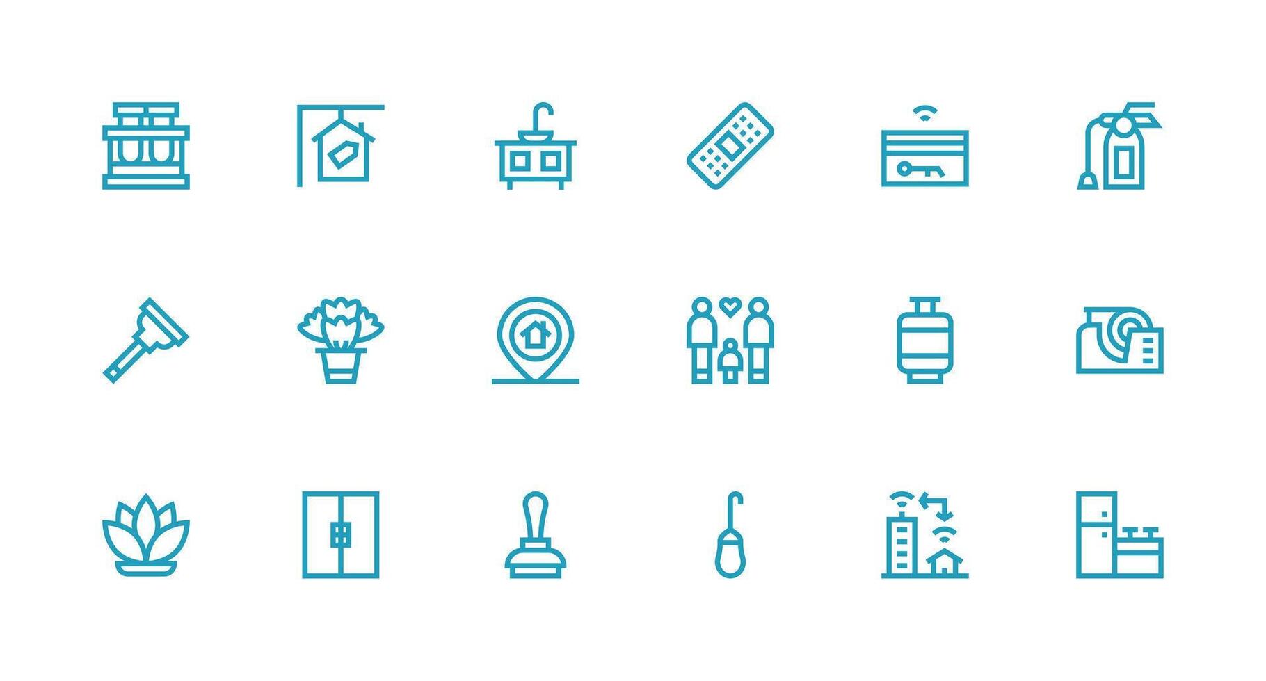 18 Strong Stroke Line Vectors for Home Theme Multi-Style Icons for Creative Projects