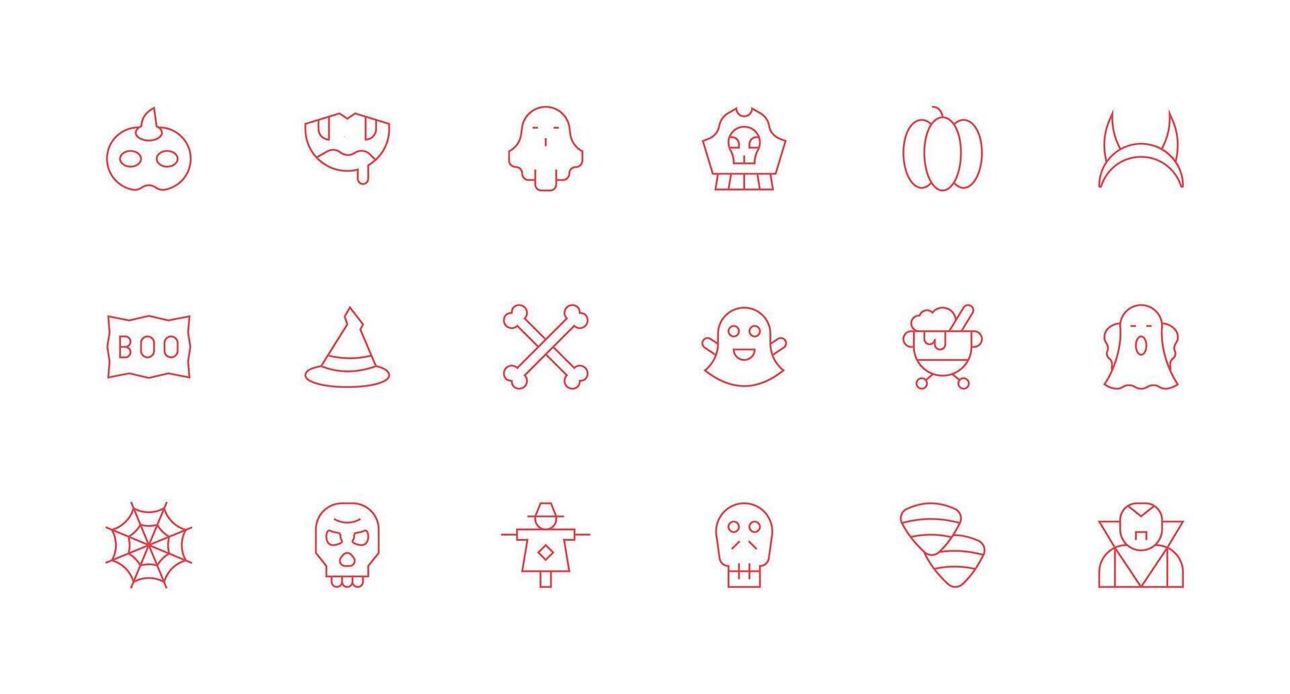Minimal Line Icons from Halloween Set with 18 Vectors Flexible Icon System for Web Interfaces