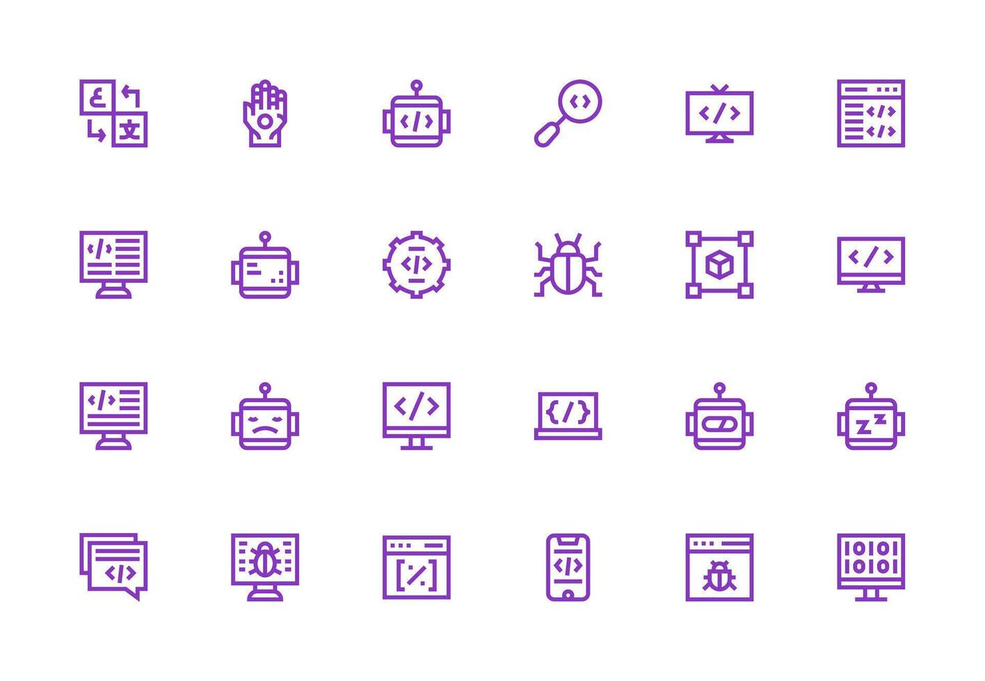 24 Programming Icons in Thick Line Line Aesthetic Neatly Designed Icons for Web Platforms vector