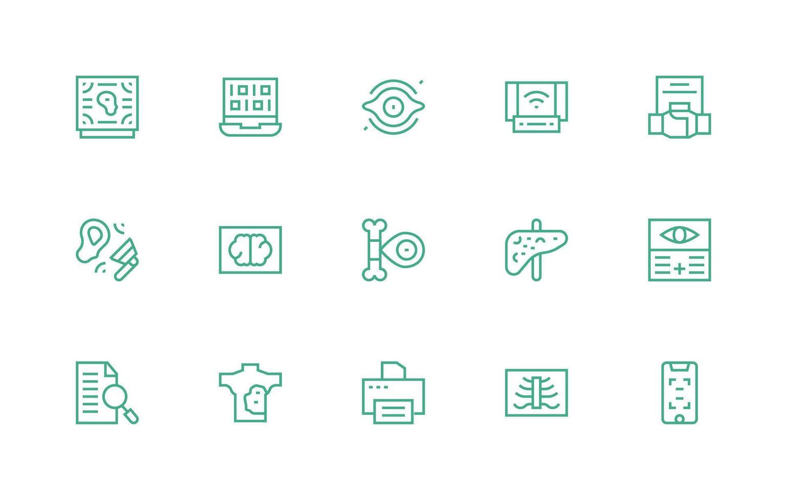 Scan Visual Pack containing 15 Regular Line Icons Responsive Icon Set for Flexible Layouts vector