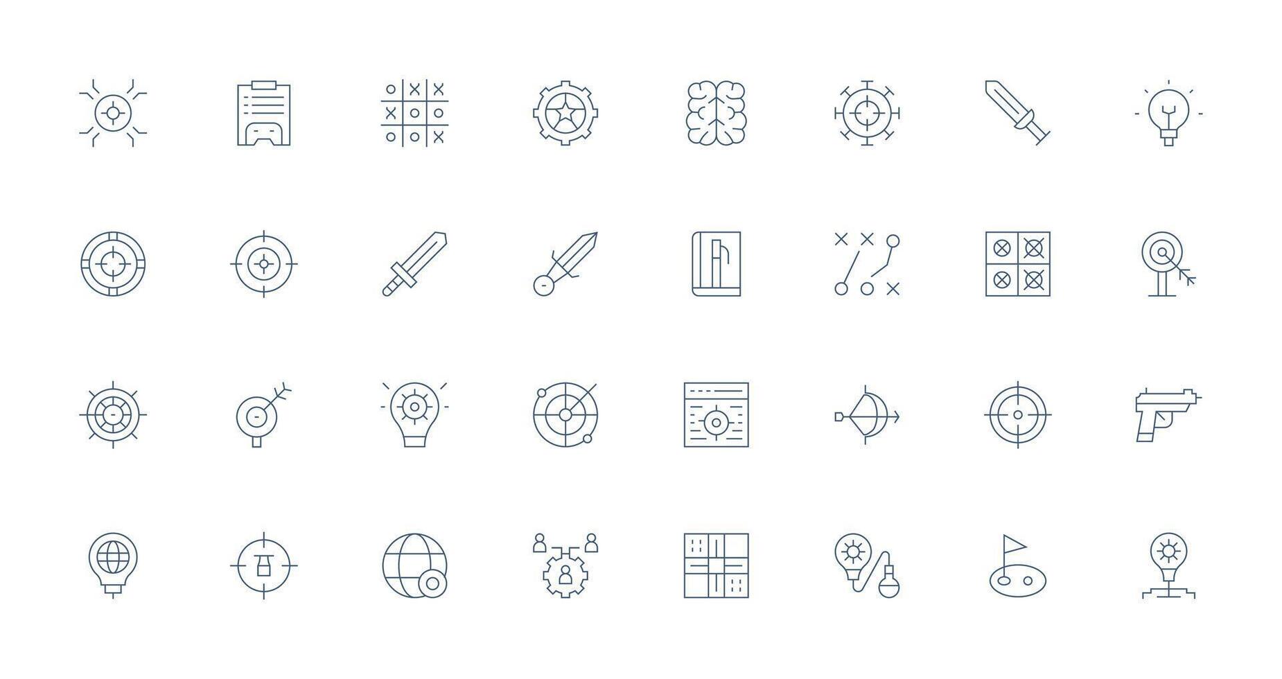 Strategy featuring 32 Icons in Thin Line Design Minimal Icon Set for Interface Projects vector