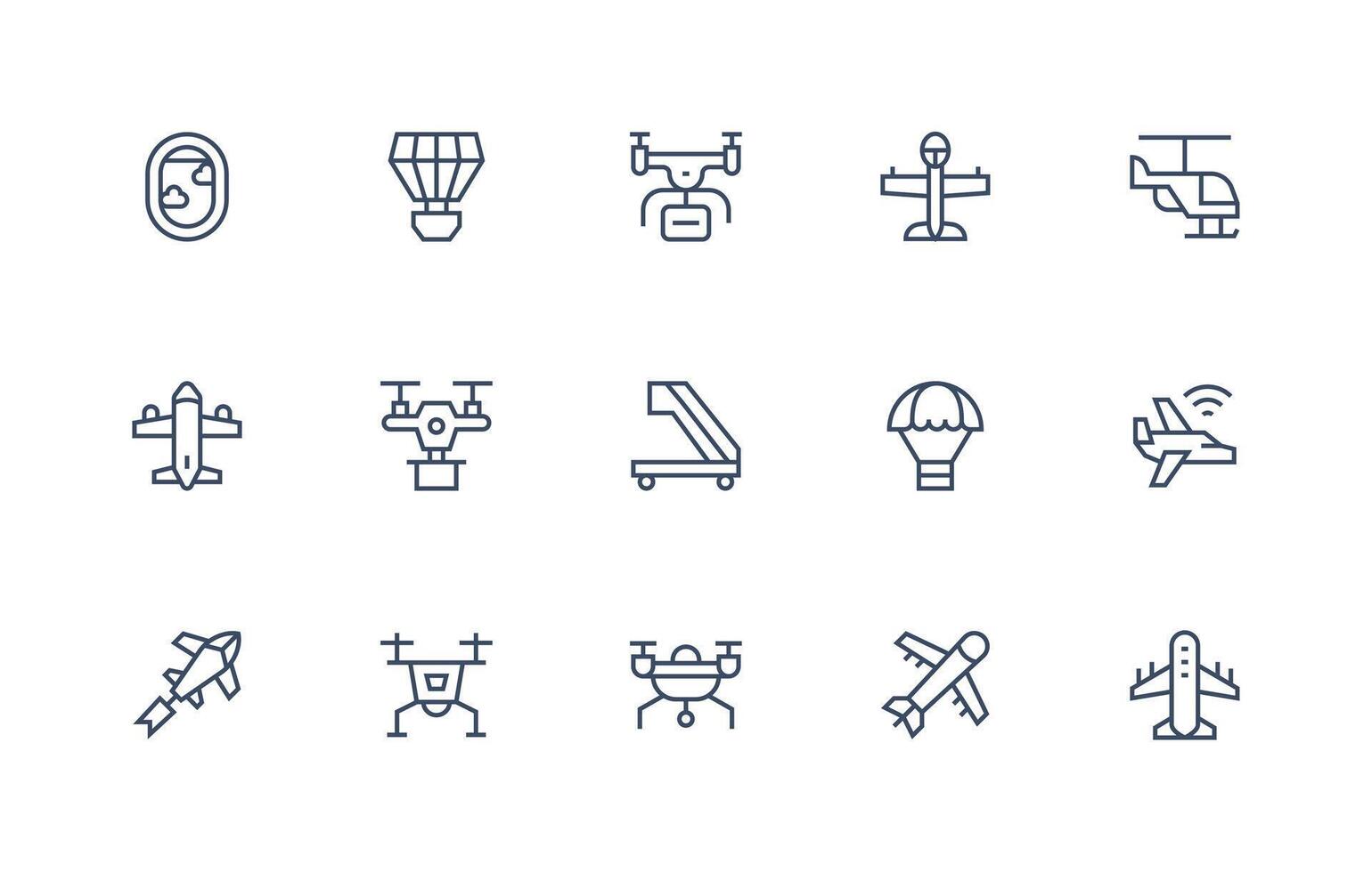 15 Icons for Aircraft in Regular Line Format Icons Built for Visual Consistency Pack vector