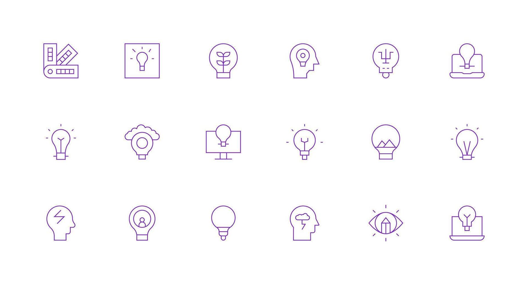 18 Minimal Line Icons for Inspiration Graphics Multi-Style Icons for Creative Projects vector