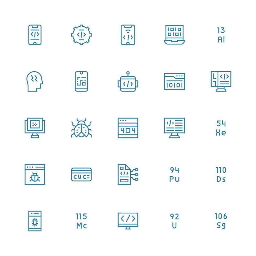 Medium Stroke Outline Icons from Code Set with 25 Vectors Compact Icon Set