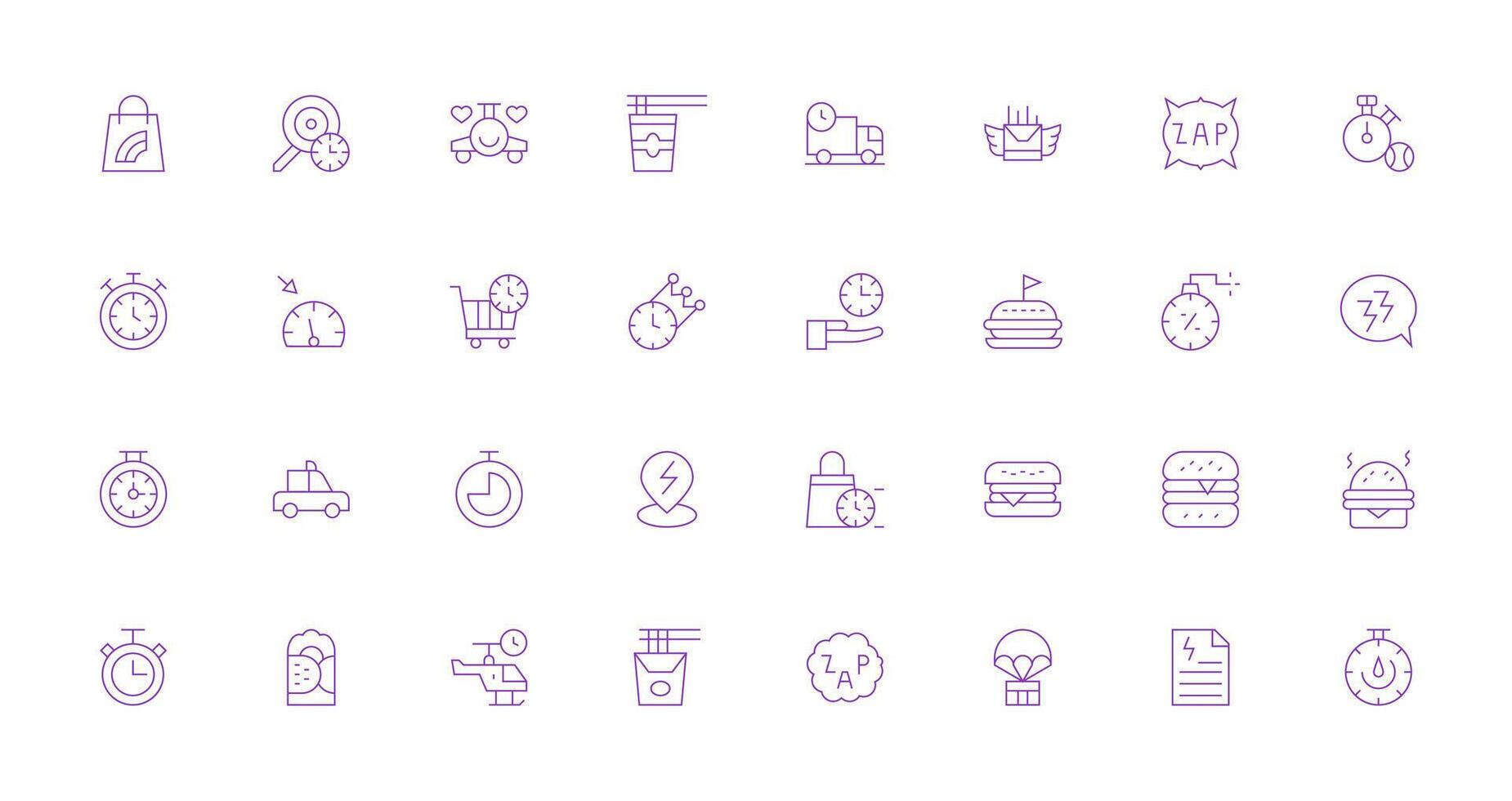 Quick Set with 32 Thin Line Icons Simple Icons for Interface and Wireframes vector