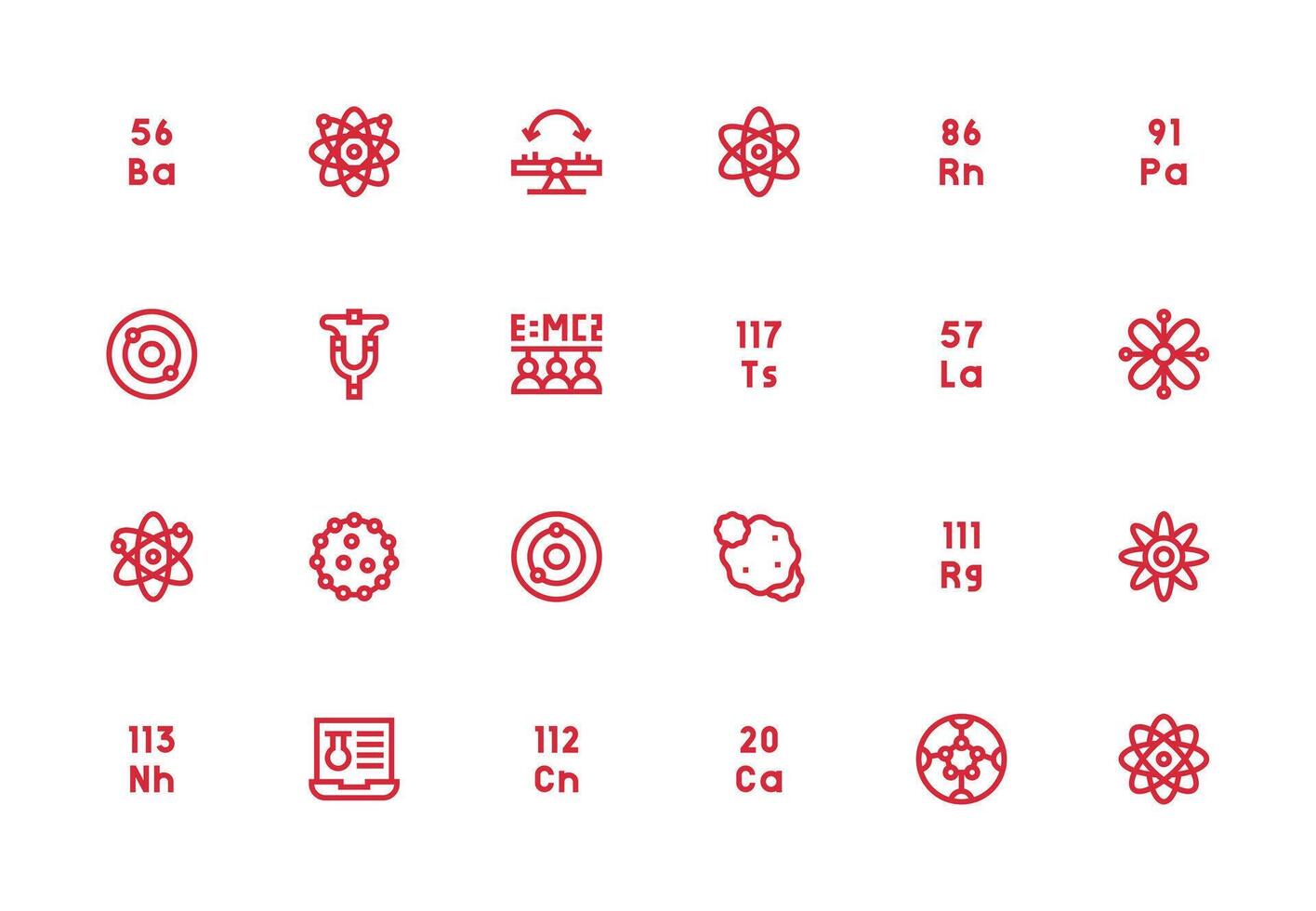Physics Set with 24 Thick Line Line Icons Neat Icon Set vector