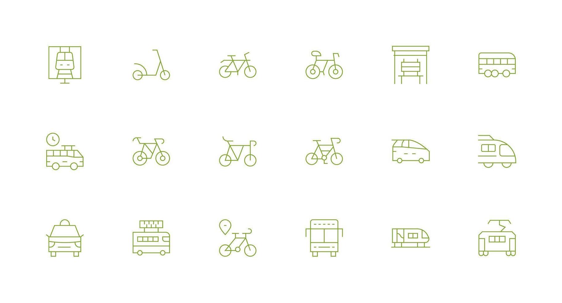 Commuter including 18 Minimal Line Illustrations Multi-Style Icons for Creative Projects vector