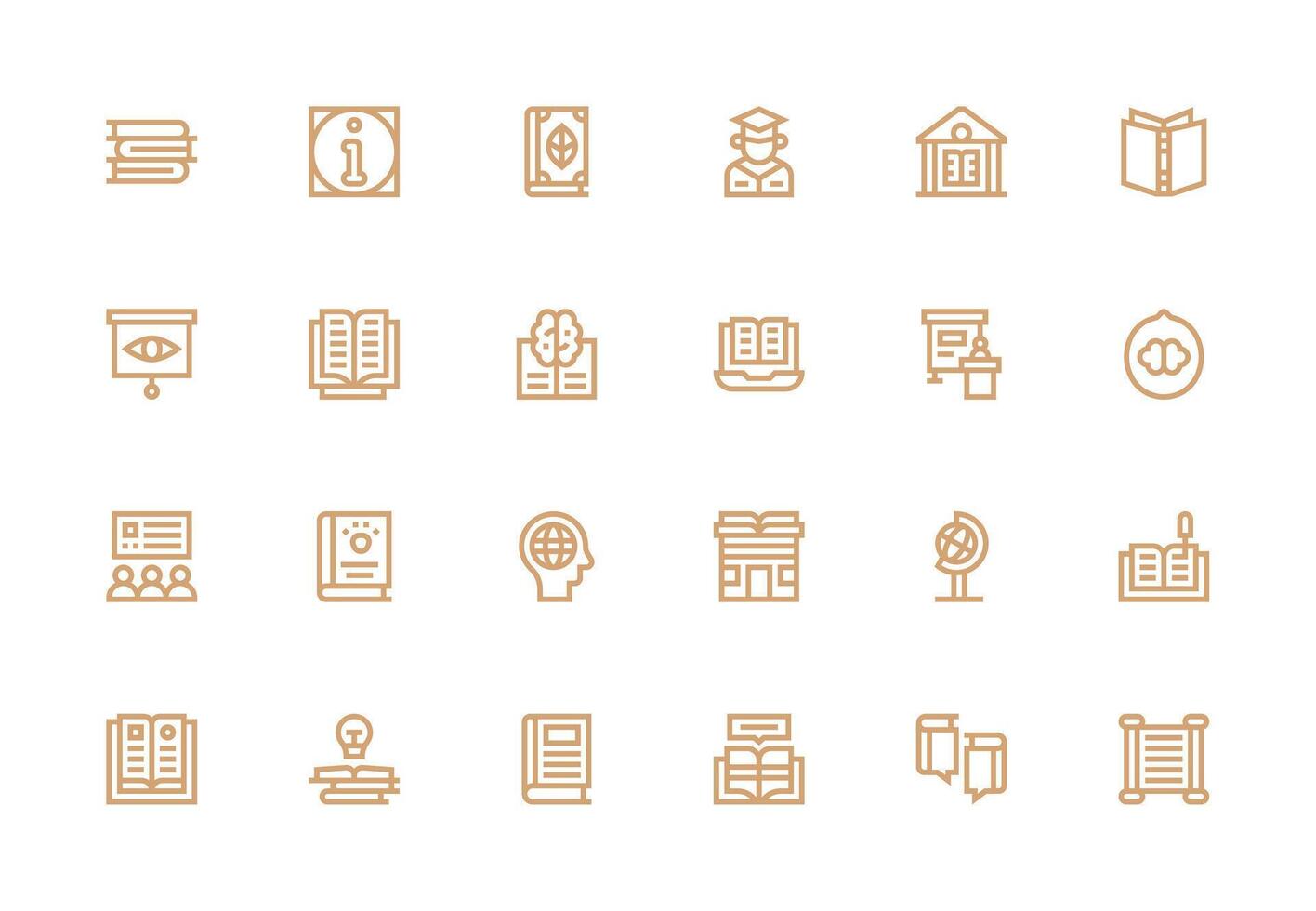 Knowledge including 24 Thick Line Line Illustrations Fully Editable Icon Set for Web vector