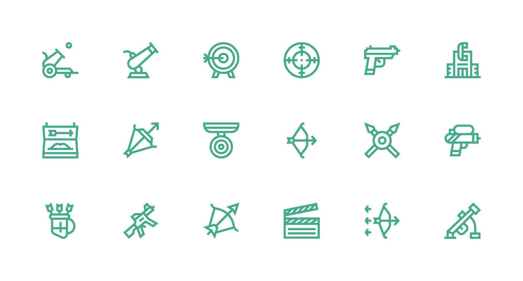 18 Strong Stroke Line Vectors for Shooting Theme Core Icon Collection for Daily Tasks