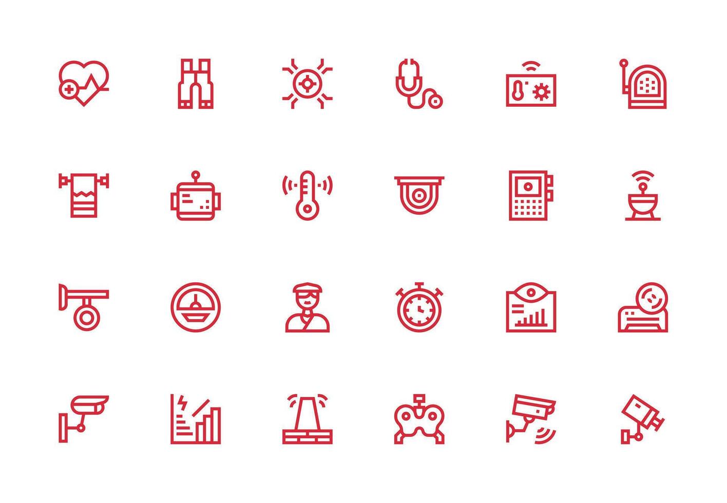 24 Thick Line Line Icons for Monitoring Graphics Minimal Icon Set for Interface Projects vector