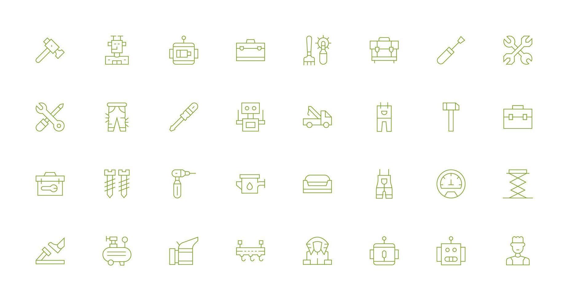 Thin Line Style Mechanic Icons with 32 Vectors Multi-Purpose Icon Set