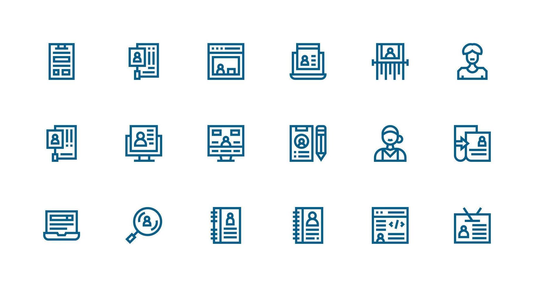 Vector icons of user profiles and documents