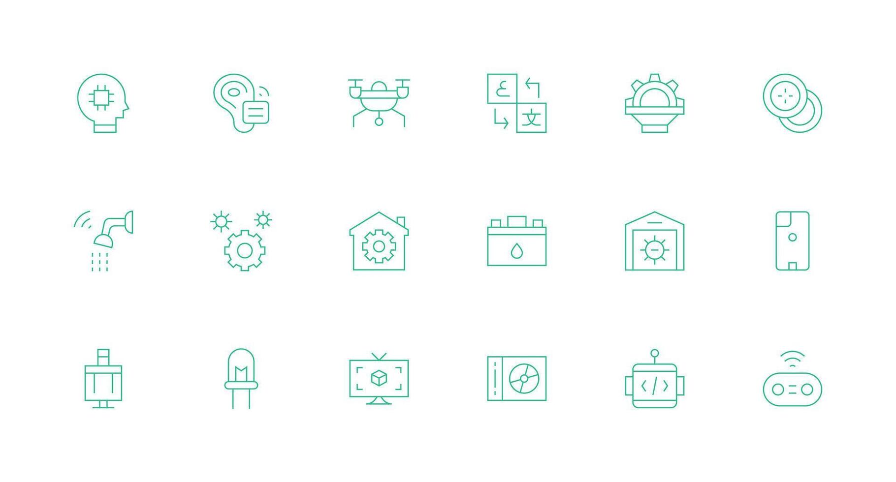 tecnología icono conjunto con 18 mínimo línea gráficos icono colección conjunto vector