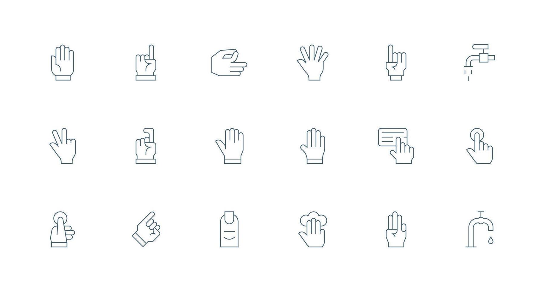 Icons of various hand gestures and actions vector