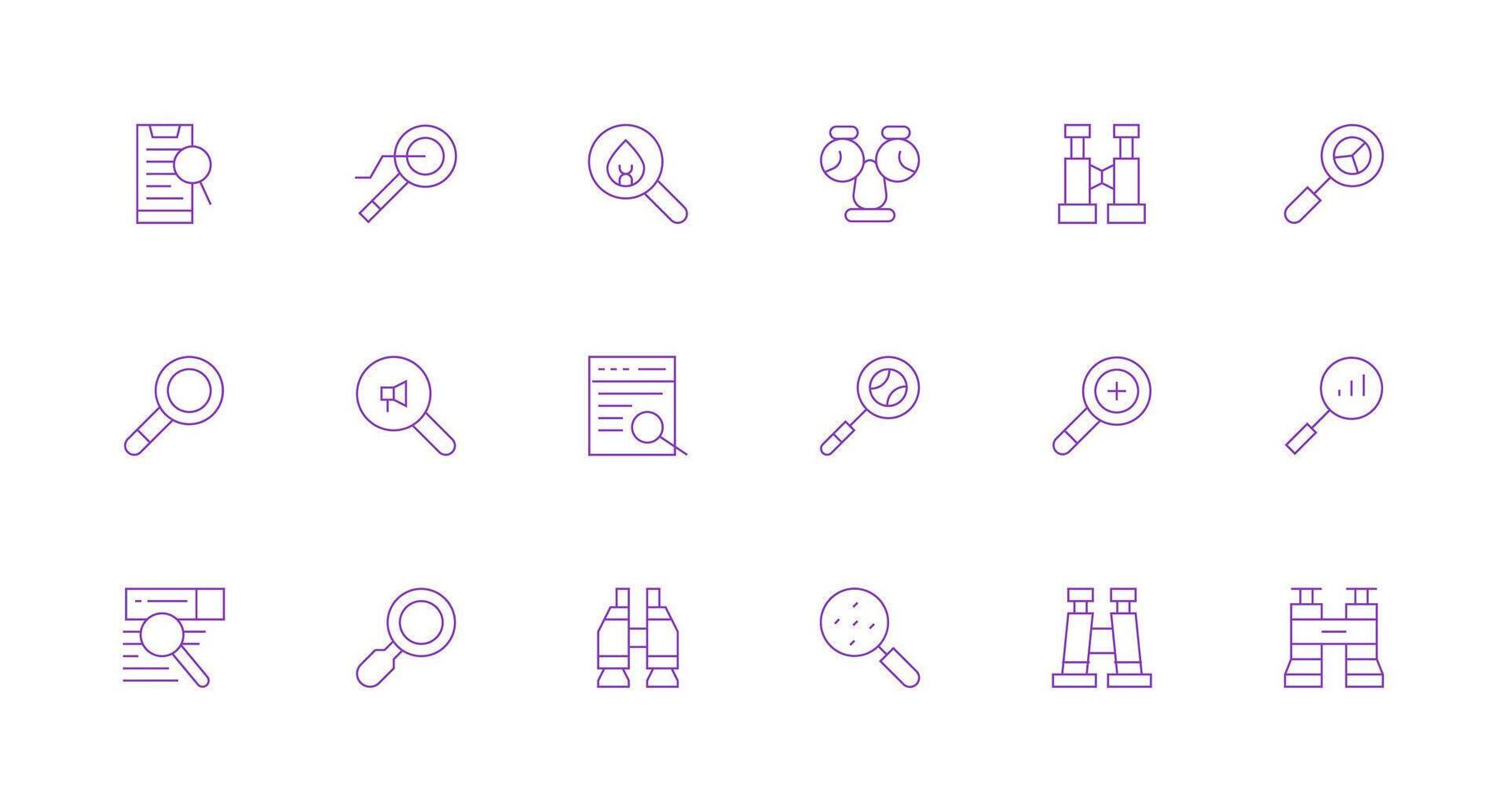 Magnifying featuring 18 Icons in Minimal Line Design Flexible Icon System for Web Interfaces vector