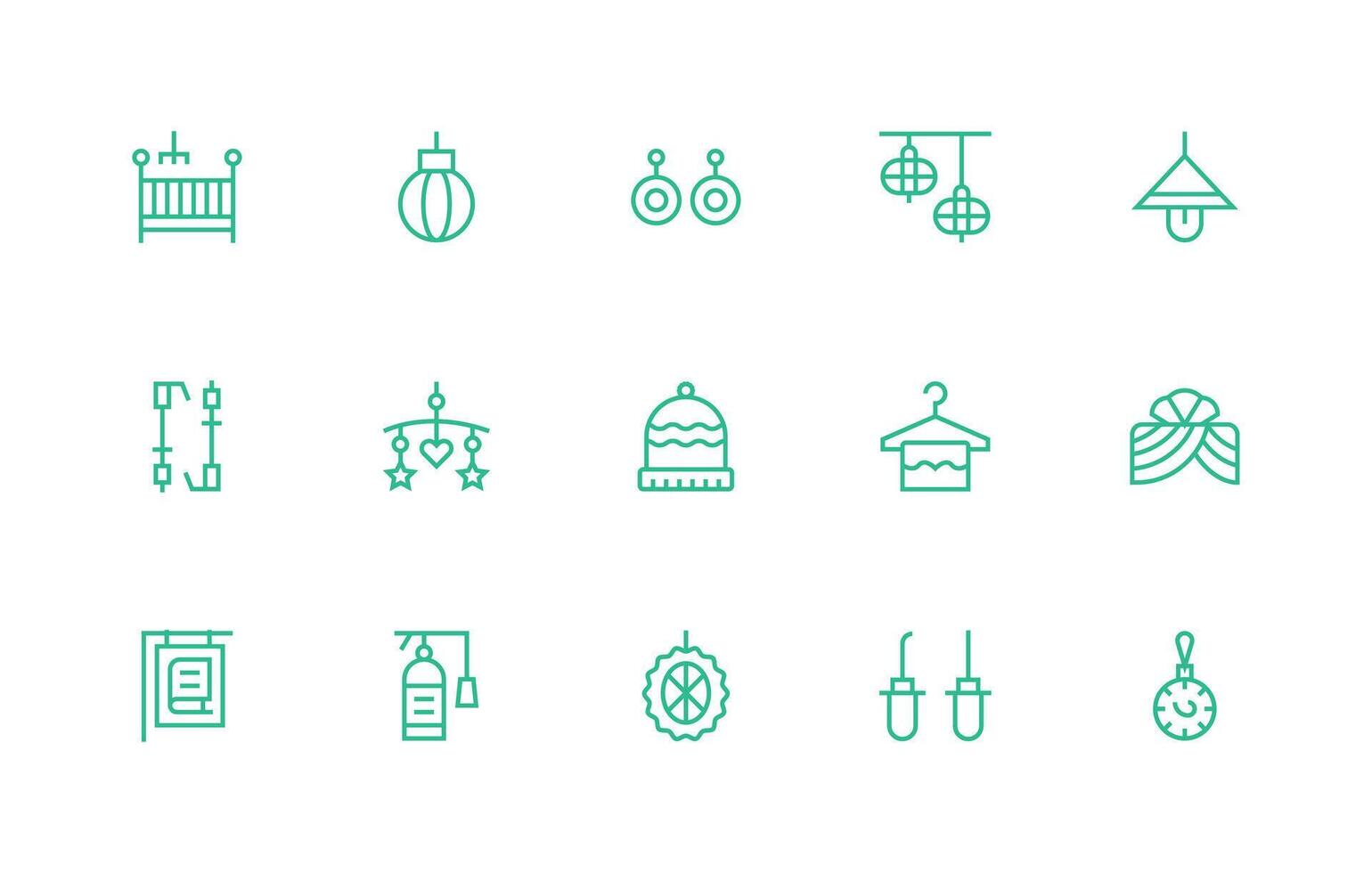 Regular Line Style Hanging Icons with 15 Vectors Scalable Icons for Cross-Platform Interfaces