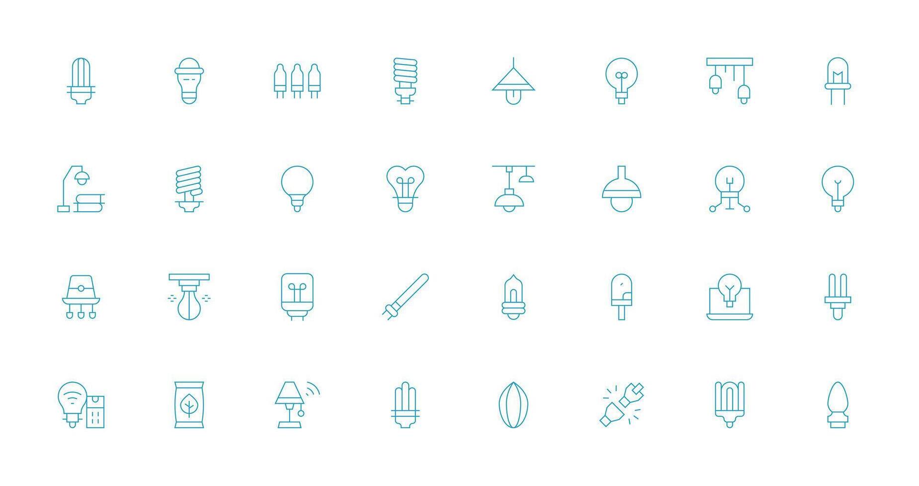 Bulb including 32 Thin Line Illustrations Core Icon Collection for Daily Tasks vector