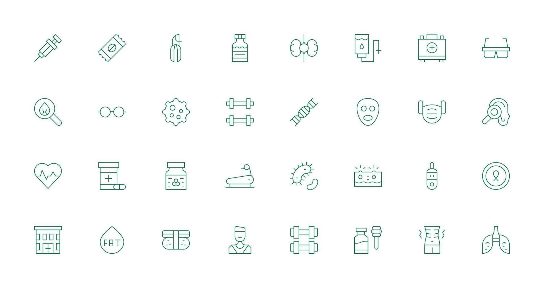 32 Thin Line Icons for Health Graphics Flexible Icon System for Web Interfaces vector