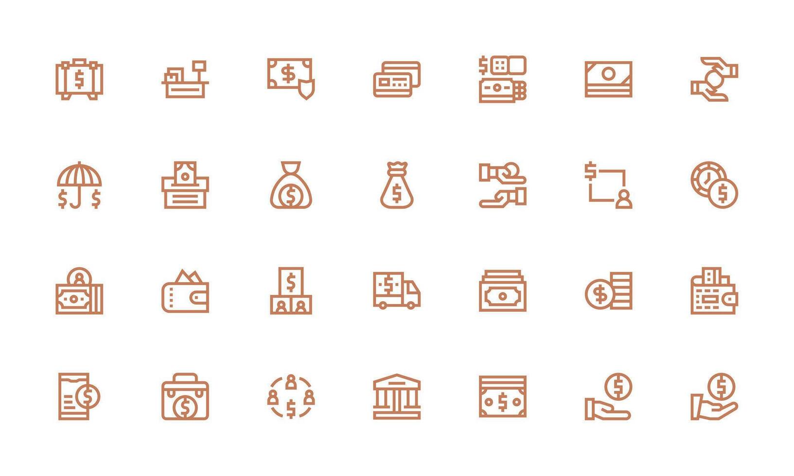 Cash Icon Set with 28 Bold Line Graphics Essential Icons for Rapid UI Building vector
