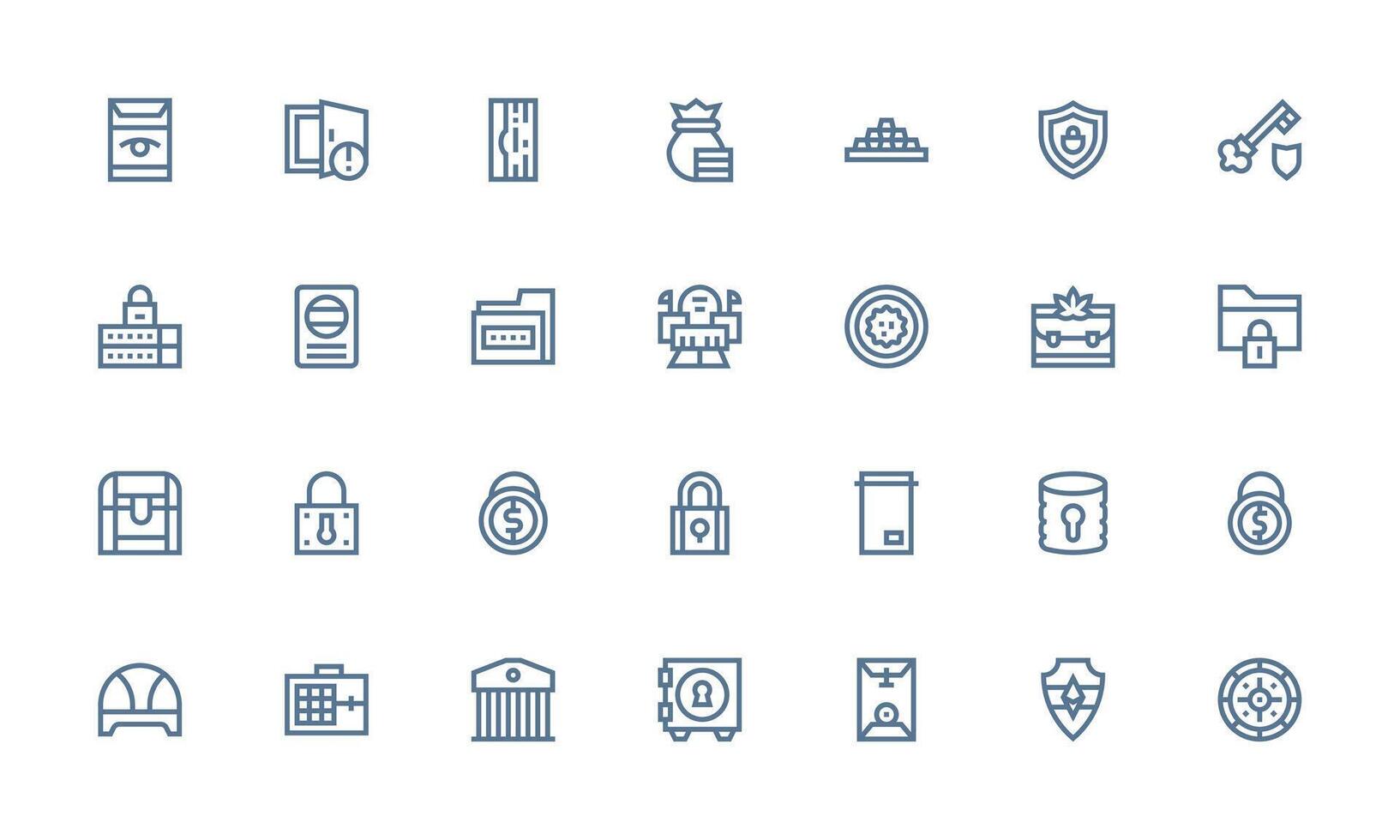 28 Icons for Vault in Bold Line Format Fully Editable Icon Set for Web vector