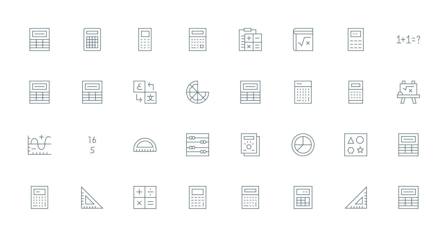 32 Thin Line Vectors for Math Theme Icons Built for Visual Consistency Pack