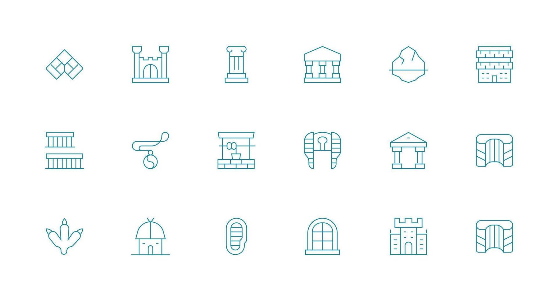 Stone Design Icons featuring 18 in Minimal Line Style Icon Set for Projects vector