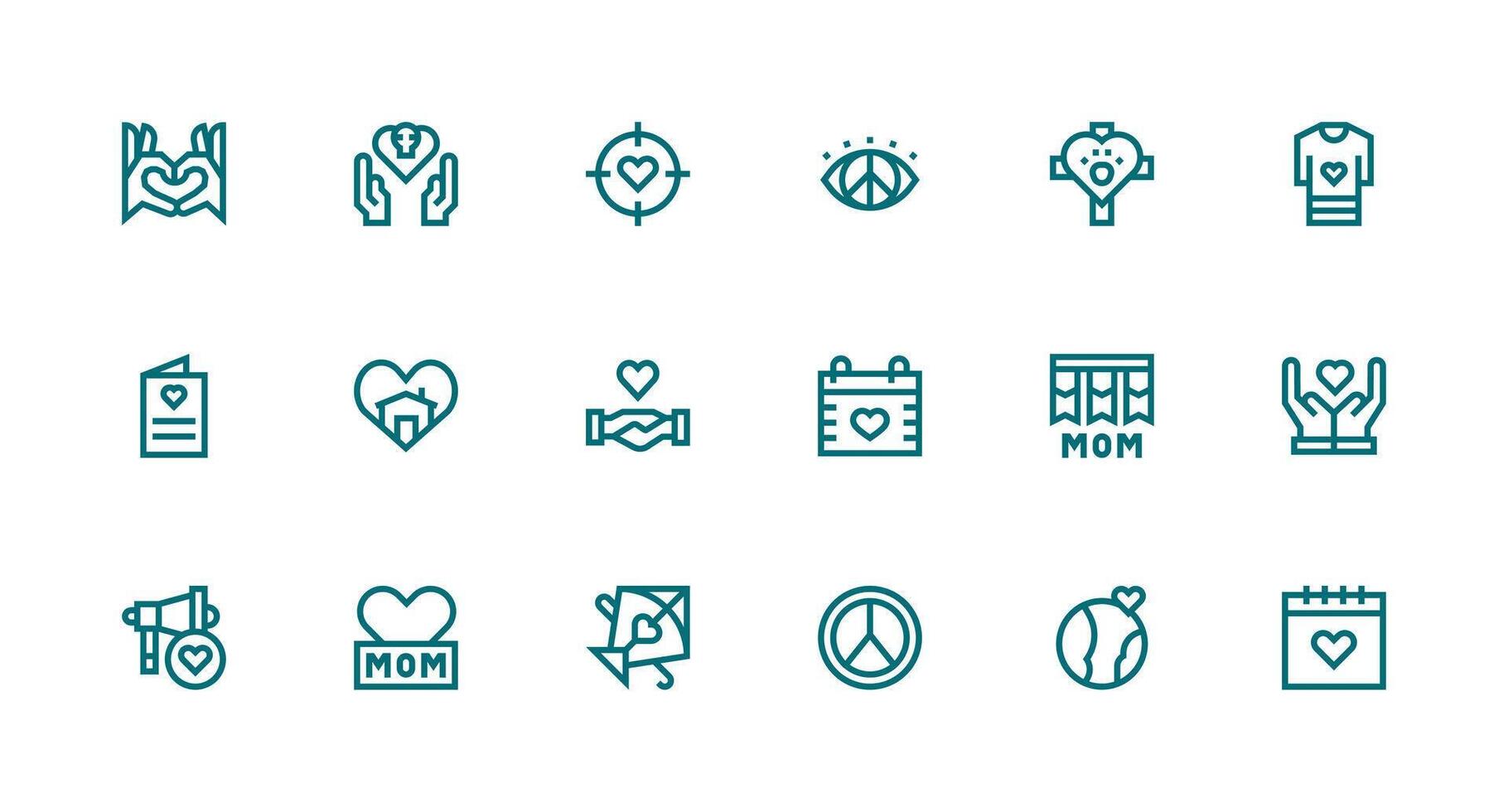 18 Strong Stroke Line Icons for Love Graphics Simple Icons for Interface and Wireframes vector