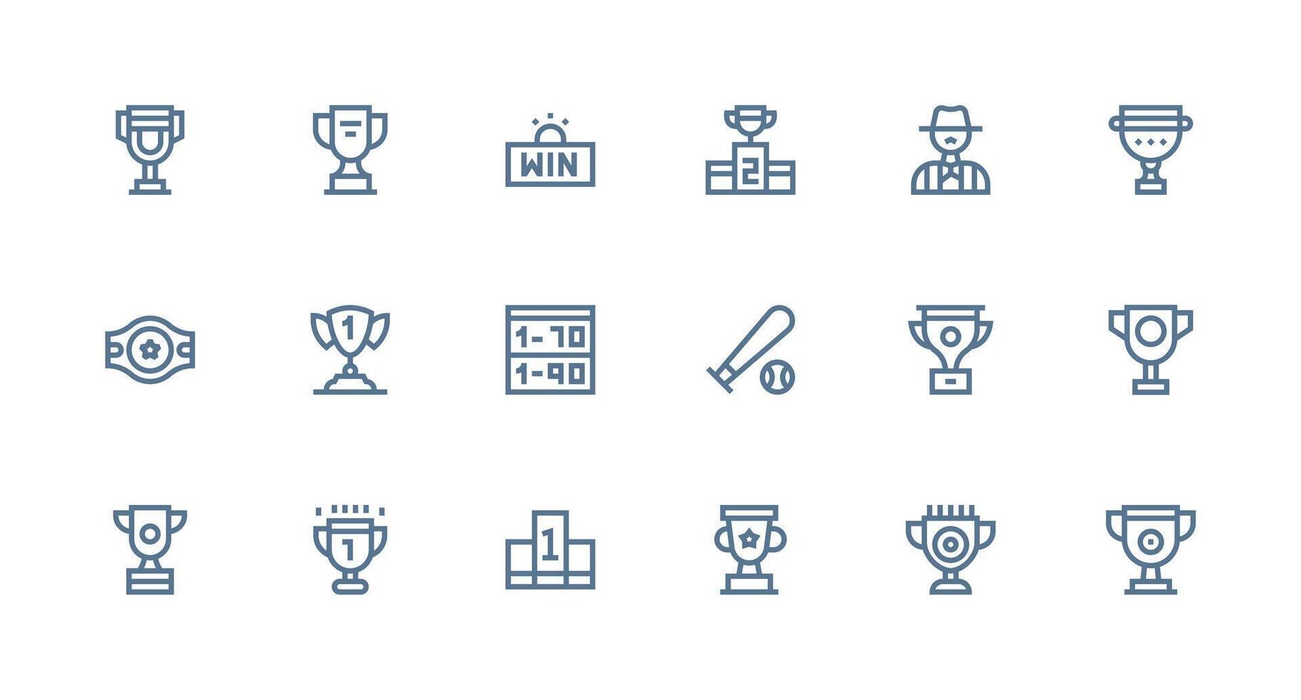 Strong Stroke Line Icons from Contest Set with 18 Vectors UI Icon Set