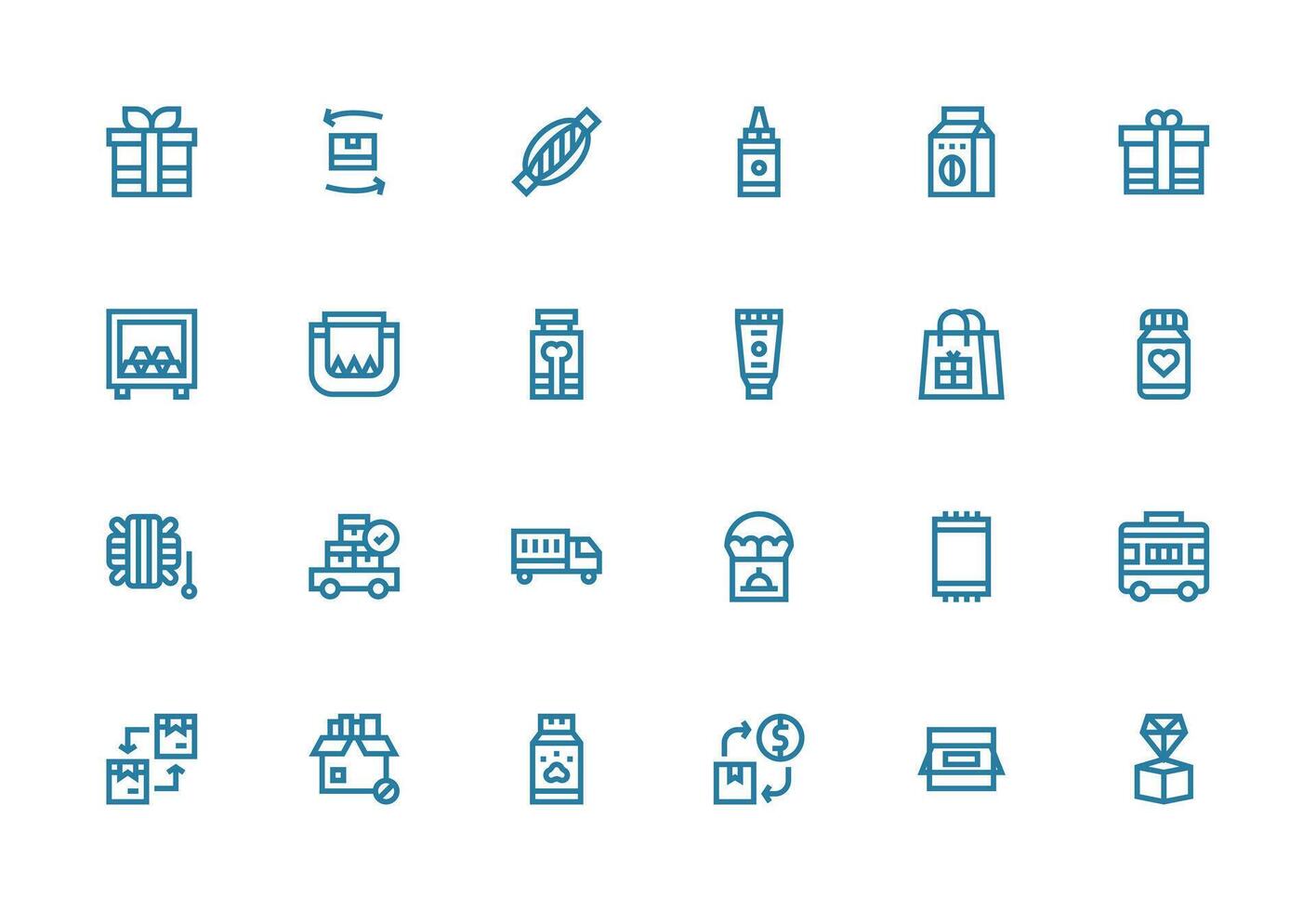 Package Icon Collection with 24 Thick Line Line Designs Minimal Icon Set for Interface Projects vector
