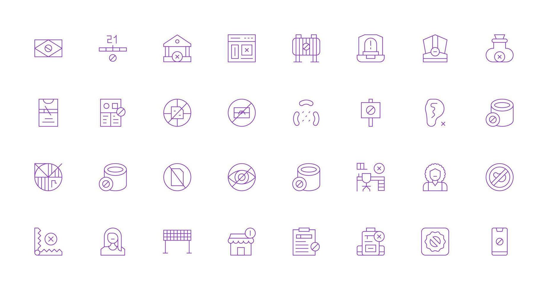 No Access Icon Collection with 32 Thin Line Designs UI-Ready Icon Collection vector