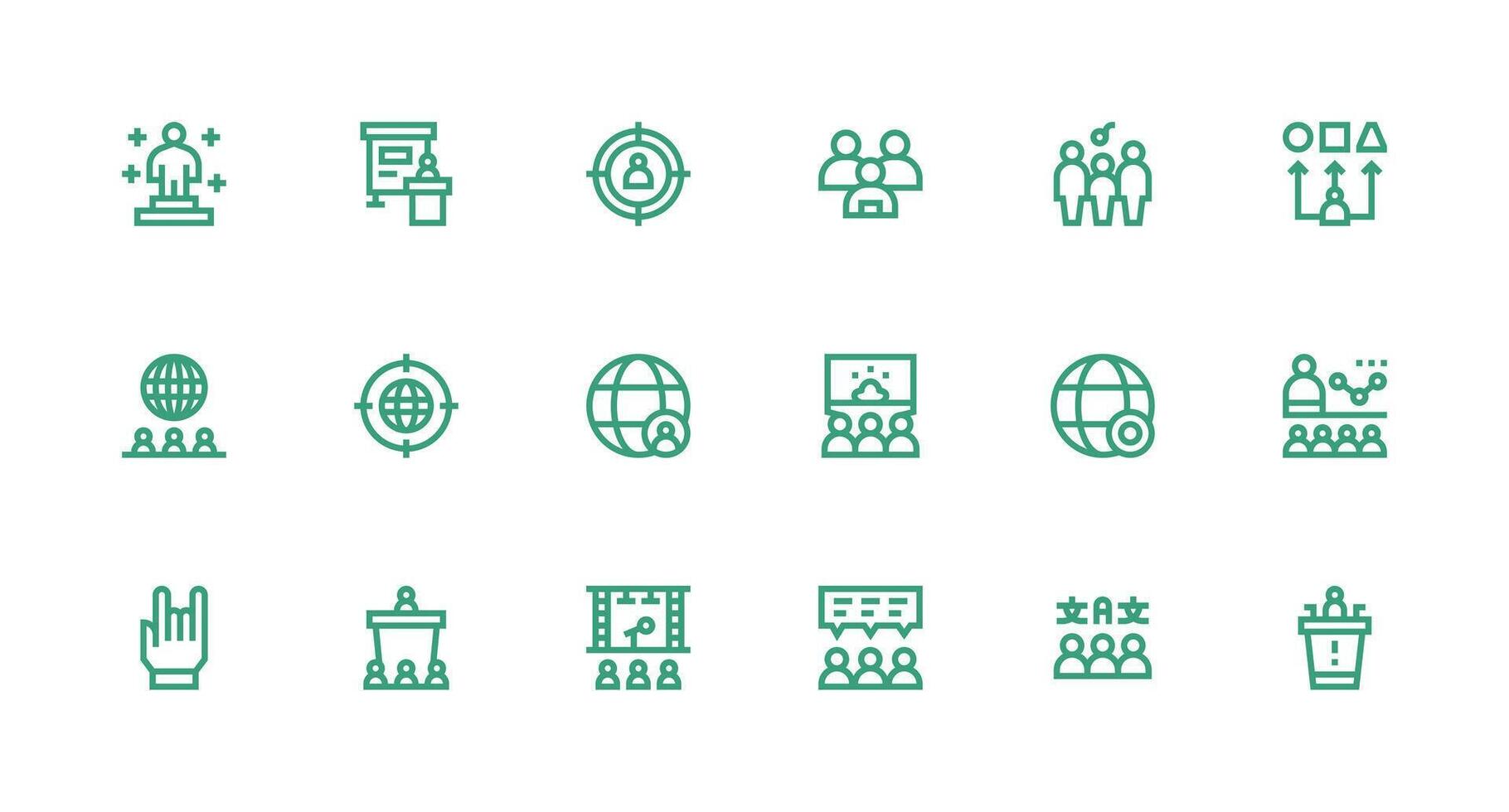 Audience Design Icons featuring 18 in Strong Stroke Line Style Pixel Perfect Icon Set vector