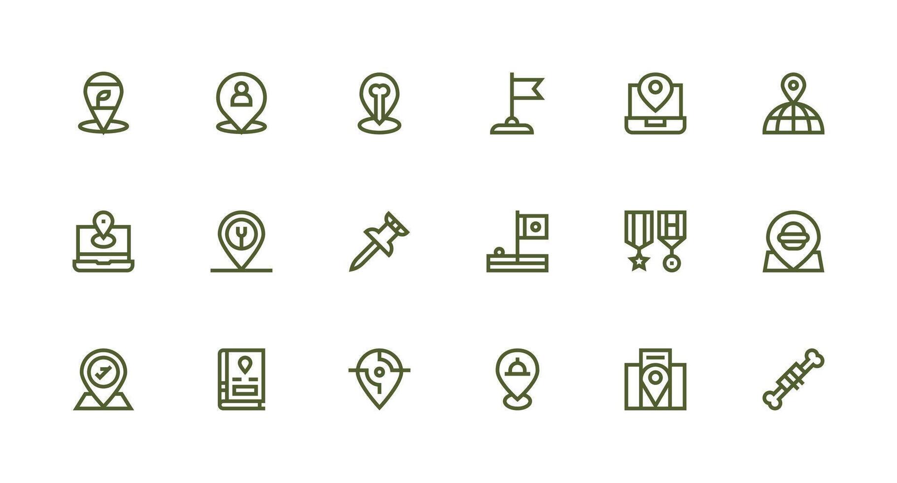 Icons representing locations and mapping tools vector