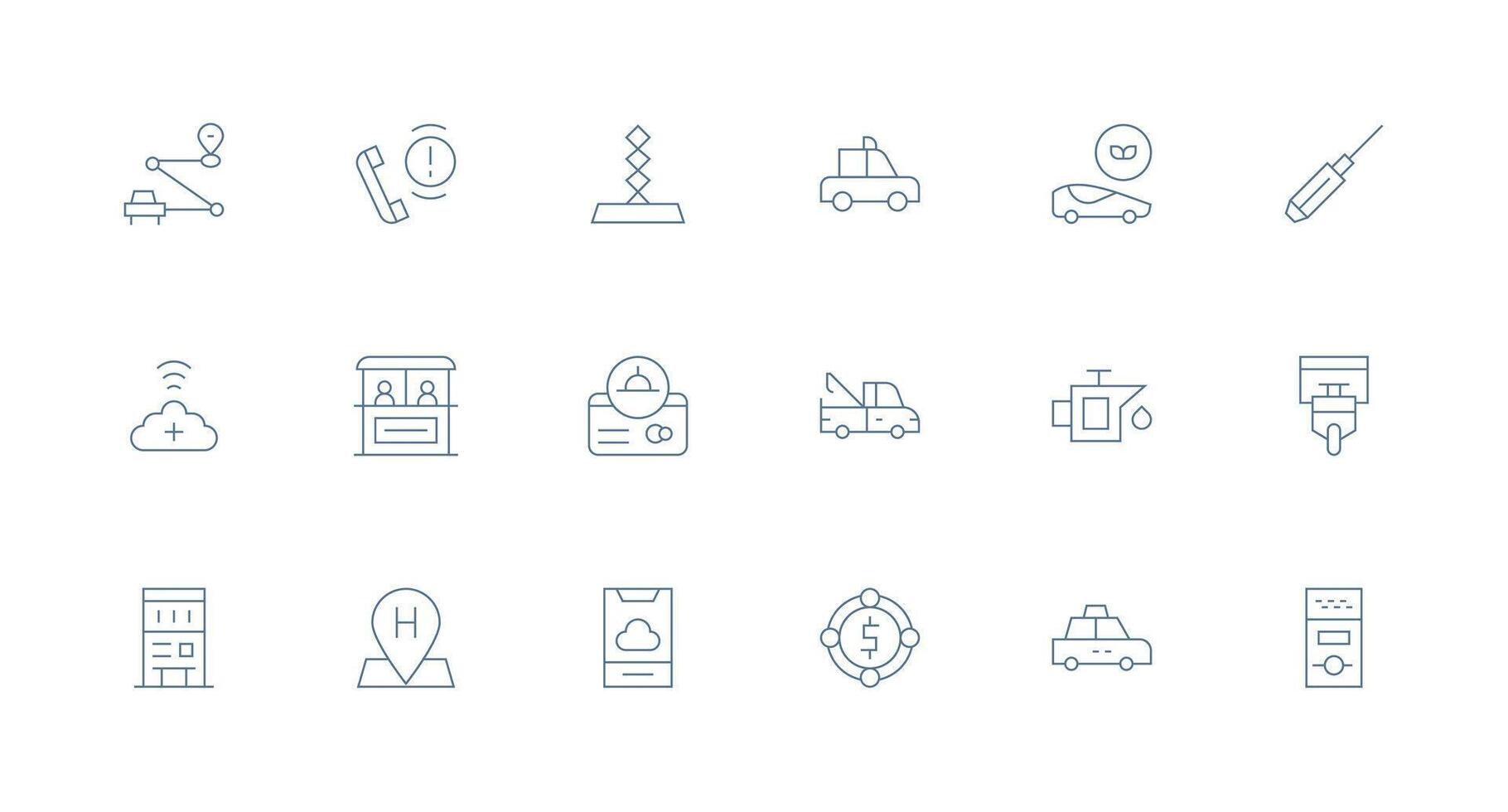 Service Icon Set with 18 Minimal Line Graphics Glyph Icon Series vector