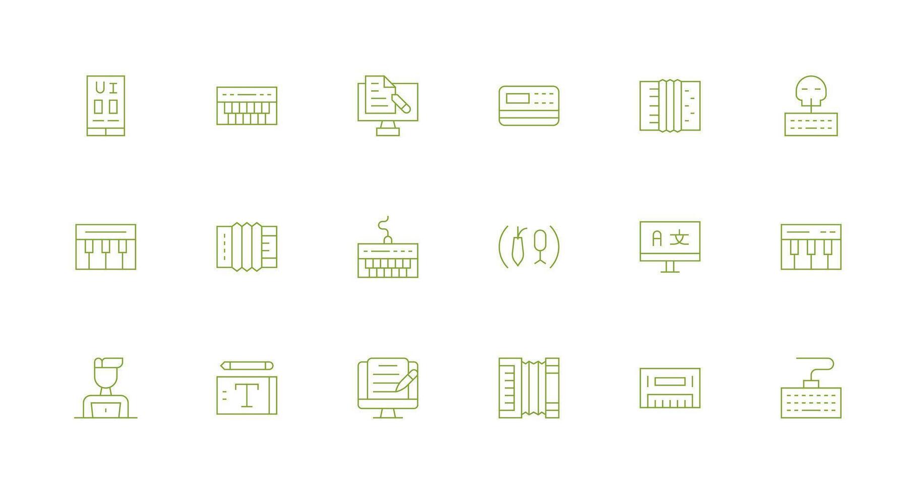 18 Minimal Line Style Icons from Keyboard Collection UI and UX Focused Icon Collection vector