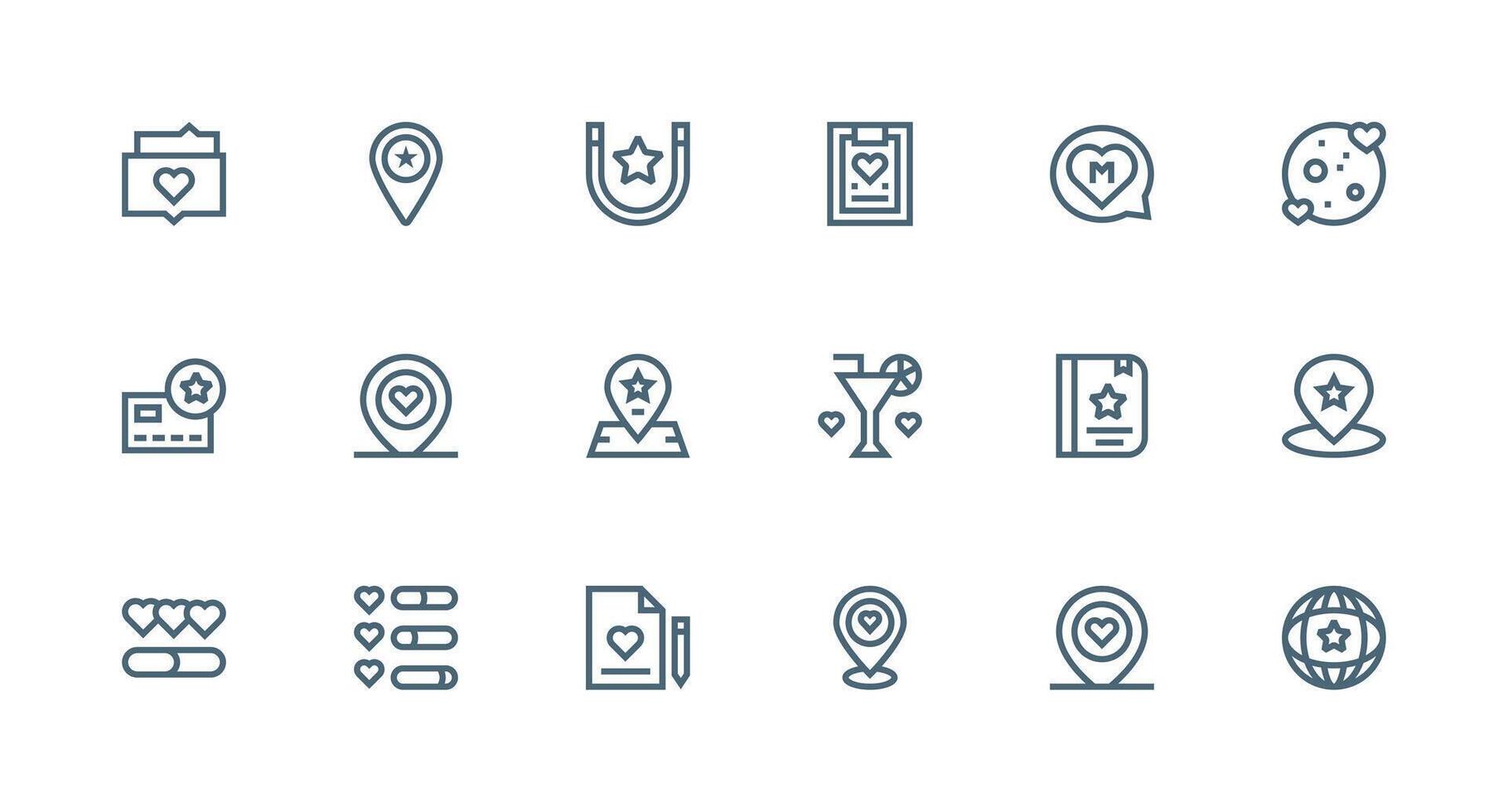 Strong Stroke Line Style Preferred Icons with 18 Vectors Pixel Perfect Icons for Modern Apps