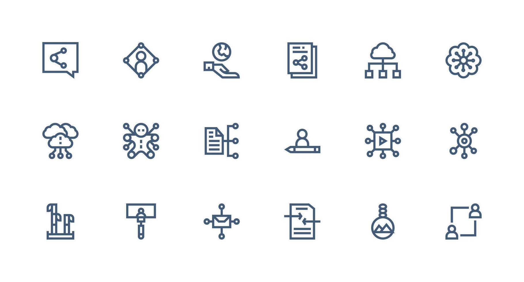 18 Strong Stroke Line Style Icons from Sharing Collection Multi-Style Icon Collection vector