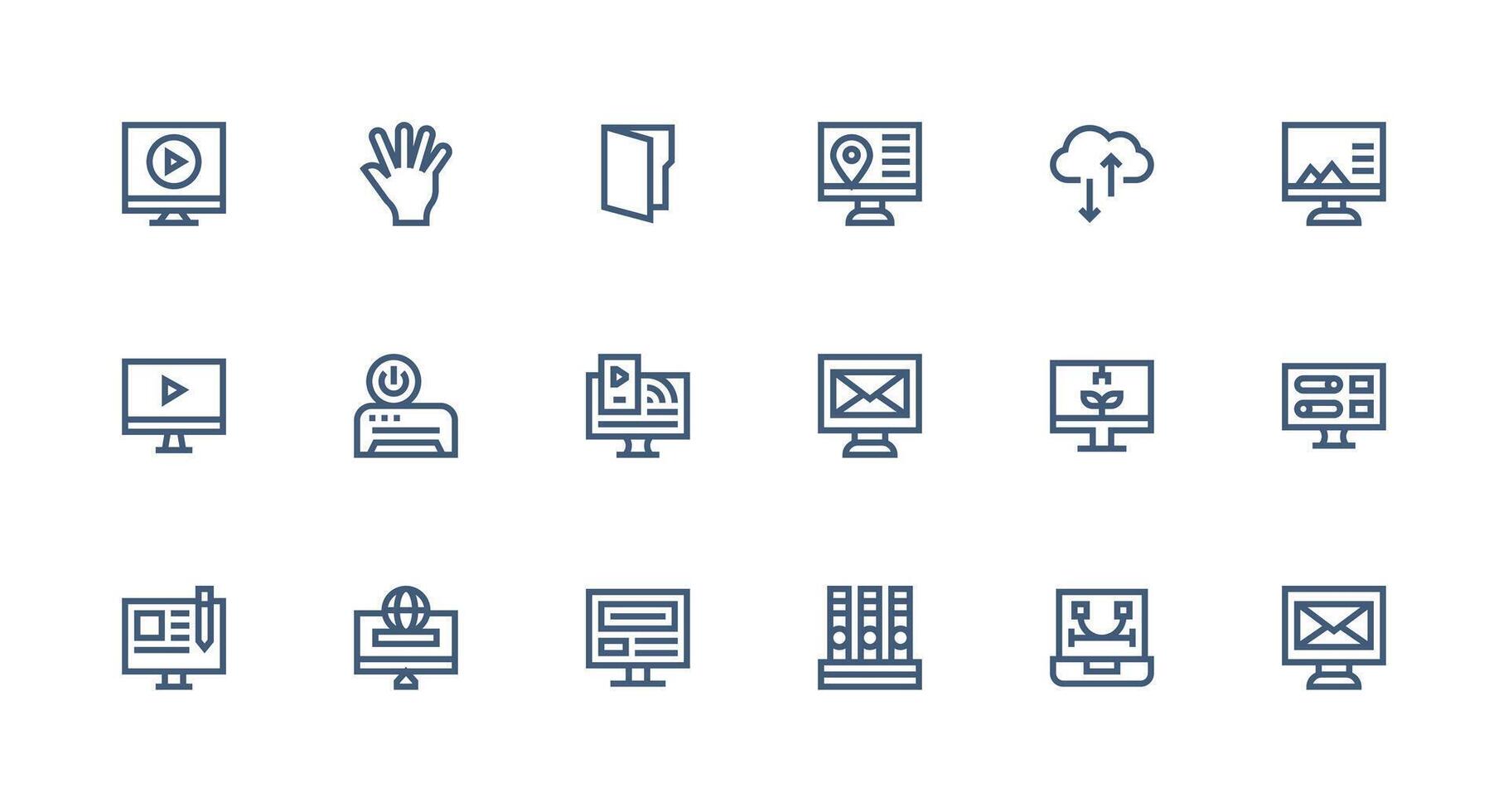 18 Icons for Computer in Strong Stroke Line Format High-Quality Icon Pack vector