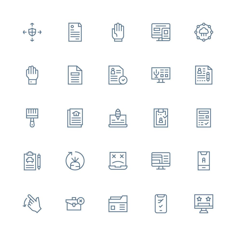Application Visual Pack containing 25 Medium Stroke Outline Icons Compact Icon Set vector