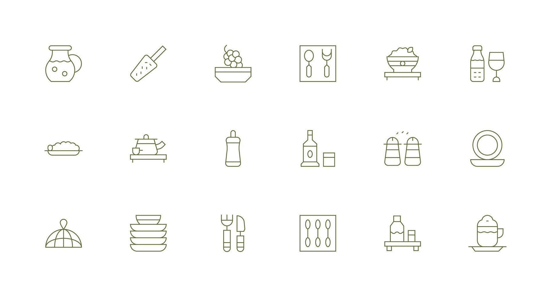 18 Minimal Line Icons for Tableware Graphics Core Icon Collection for Daily Tasks vector