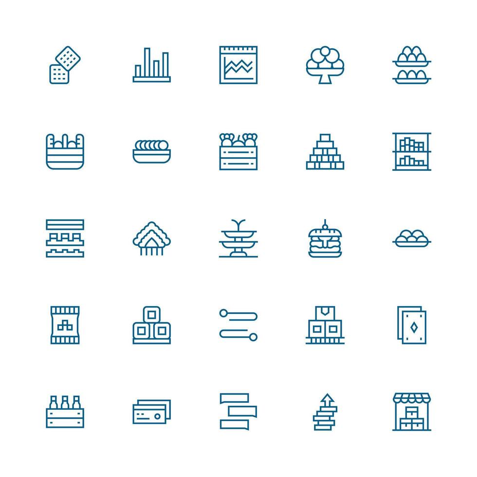 Stacked Set with 25 Medium Stroke Outline Icons Interface Icon Collection vector