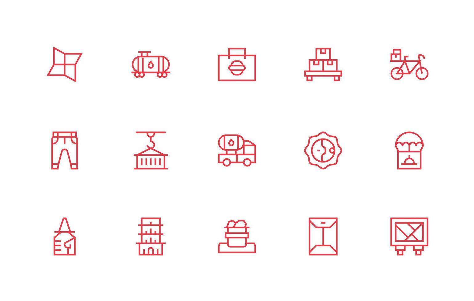 Cargo Design Icons featuring 15 in Regular Line Style Well-Structured Icons for Creative Use vector