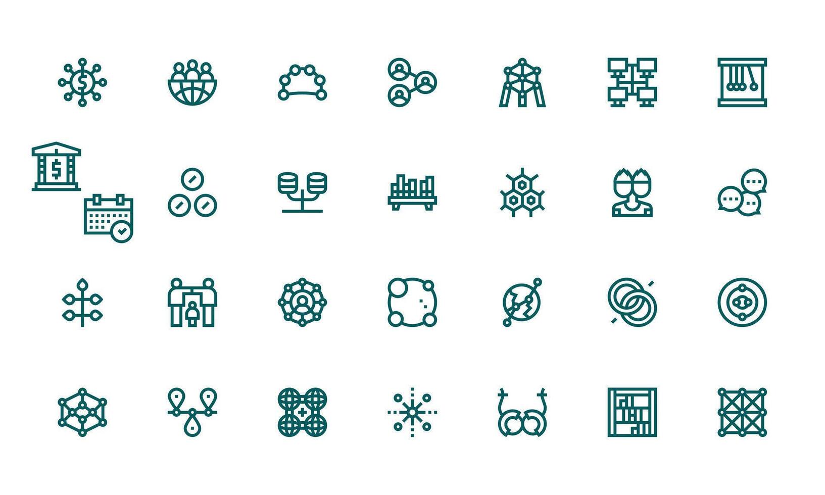 Icons of networking and data visualization vector