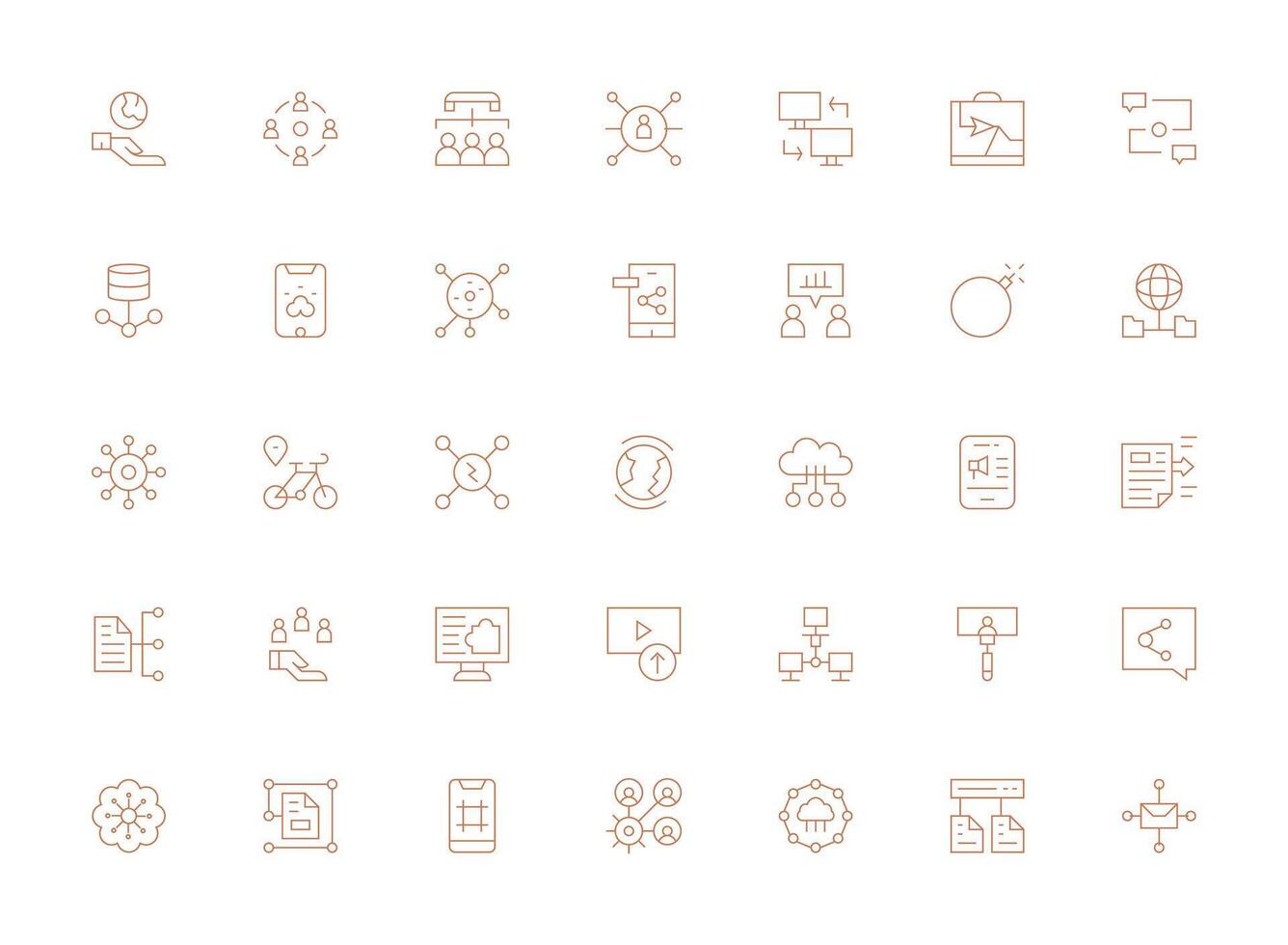 Flat icons for networking and technology. vector